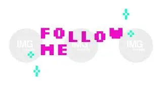 Animated cta button follow me in pink pixel typography