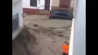 Severe flooding washed cars away - Adra Almeria, Spain!