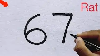 How to Draw a Rat From Number 67 || Easy Rat Drawing || Number Drawing || How to draw a Mouse easy