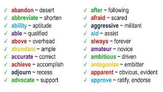 1000 Synonyms Words List, Synonyms Vocabulary List in English #synonyms #synonymswords