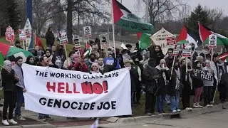 &lsquo;Michigan has really put Biden on notice&rsquo;: Autoworker rally met with pro-Palestine protests
