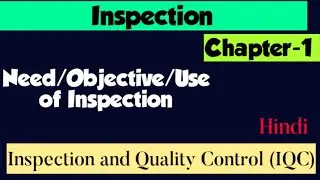 Need or objective or Purpose of Inspection, Inspection and quality control IQC chapter-1 inspection