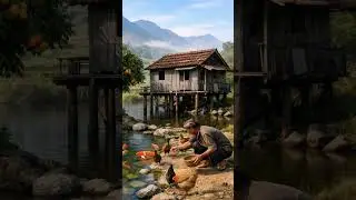 Peaceful Village Life by the River | Simple Rural Living in Nature  #shorts