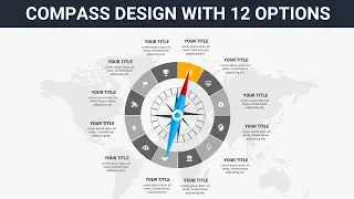 Animated Compass Design with 12 Options Slide in PowerPoint