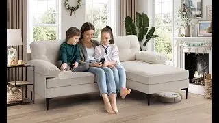 Asjmreye 85'' Convertible Sectional Sofa L Shape Couch with Chaise Chenille Fabric