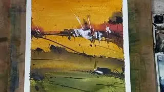 ABSTRACT EXPRESSION WATERCOLOR LANDSCAPE