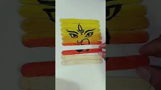 I tried durga maa painting on ice cream sticks #diy #art #painting #durgapuja #craft #craftideas