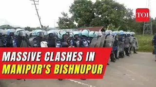 Manipur: Massive protest erupts in Bishnupur, security forces use tear gas to disperse protestors