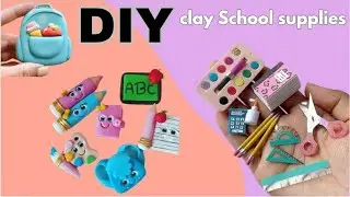 DIY Miniature School supplies With Clay for Barbi||How To Make Polymer Clay Miniature school Bag|