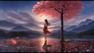 Lonely Anime Girl Cherry Blossoms - Zen Relax Music & Nature Tropical Forest Sounds Meditation Sleep