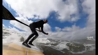 SUP Surfing in choppy water -  SPO St. Peter Ording, North Sea, Germany - June 2nd 2022 -