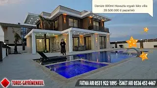 Plaja 800 m Mesafede, 500 m² Arsa İçinde 4+1 Full Eşyalı Havuzlu Lüks Müsakil Yazlık Villa