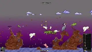 A perfectly aimed shotgun shot in Worms Armageddon