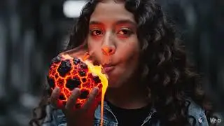Girl eating apple made of lava 😲 #amazing #facts #ai #unknownfacts #trending 