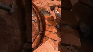 the process of installing bricks to make a fence in the yard of the house #construction #brick