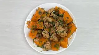 Fry chicken meat with pumpkin. Diet food. # food # kitchen # tasty meal.