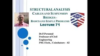 lecture 71 : Cables and Suspension Bridges - Basics and  Problems: By Dr.P.Perumal, PSG iTech, CBE