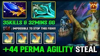 WTF +44 PERMA AGILITY STEAL CARRY Slark | 35Kills With Aghs Scepter + Disperser Build | 7.39d Dota 2
