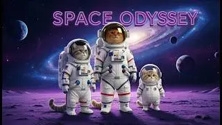 Mama cat and her family explore the universe: An Epic Feline Space Adventure!