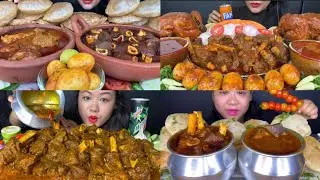 ASMR EATING CHALLENGES , AMSR EATING MUTTON HANDI CURRY #mukbang #asmr 
