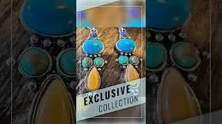 Boho Hippie Vintage Droplet Dangle Earrings, Multi-Color Stone, Gift Box