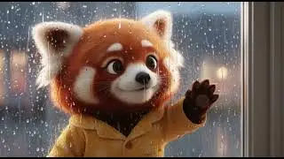 Cute Red Panda Watching Rain | Cozy Relaxing Animation