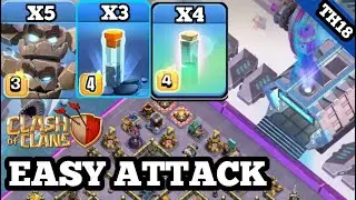 Th18 meteor golem + totem spell + invisibility spell attack strategy clash of clans