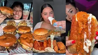 TIKTOK Mukbang Compilation | Dave’s Hot Chicken, Chipotle, Burger King, Cane’s, Wingstop & More! 🔥🌯🍔