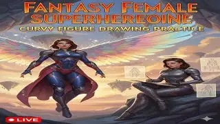 Fantasy FEMALE Superheroine curvy figure drawing Silent live