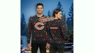 Pine Tree Chicago Bears Best Ugly Xmas Sweater Blue Orange