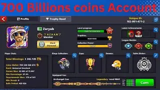 700 Billions coins/11.6M Fix Backup 8 Ball pool Account