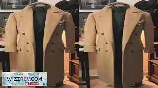 Camel 100%Cashmere Men's Overcoat Sport Polo Lapel Business Casual Long Jacket