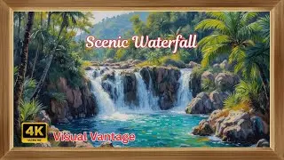 Waterfall in Green | Tranquil Forest Stream | 4K Frame TV Art | Visual Vantage