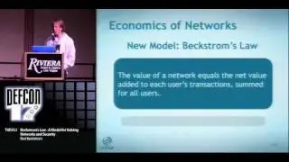 DEFCON 17: Beckstrom's Law - A Model for Valuing Networks and Security