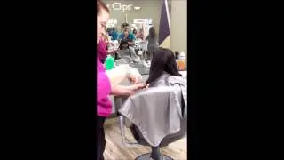 Amaya's first donation to Wigs for Kids.