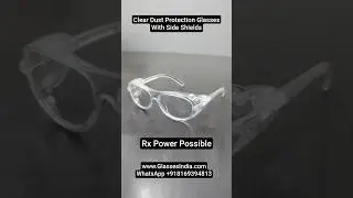 Clear Transaparent Glasses Dust Protection Glasses with Sideshields Power Possible #eyeprotection