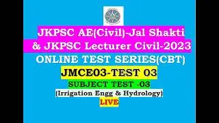 Subject Test 03 Live|JKPSC AE(Civil)-Jal Shakti & Lecturer Civil 2023 Exam Online Test Series(CBT)