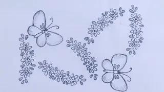 Hand Embroidery Beautiful Work l Beautiful Butterflies With Blue Colour Cute Flowers