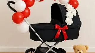 Beautiful Baby Pram Birthday Decoration | Easy DIY Baby Stroller Decor Ideas with Balloons & Flowers