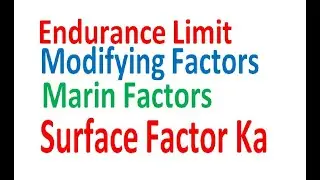Surface Factor ka Endurance Limit Modifying Factors Endurance Limit Marin Factors