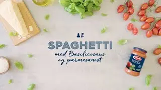 Spaghetti med Basilicosaus og parmesanost