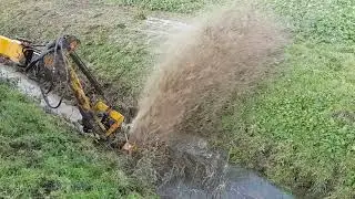 Ditch Maintenance Using Klose DC500 Rotary Ditch Cleaner