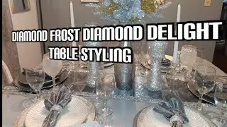 DIY Glamorous Frosted Diamond Table Decor | Diamond Frosted Christmas Tablescape 2020