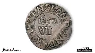 1652 Oak Tree Shilling. Noe-4, Salmon 2-D, W-460. Rarity-4. IN at Bottom. EF-40 (PCGS).