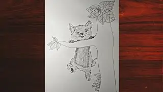 Cat climbing a tree Pencil drawing ❤️🐈🐈❤️