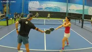 Playing Pickleball Andy/Charlotte vs Byron/Valerie