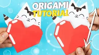How to Make Origami Cat Heart: DIY Valemtines Day Paper Craft