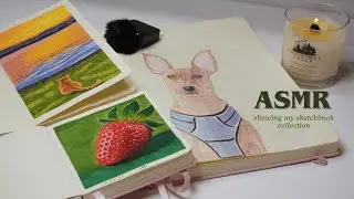 ASMR Showing My Sketchbook Collection | Candle Burning & Paper Sounds