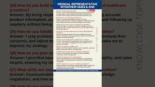Medical Representative Interview Questions and Answers | Medical Representative Job Interview