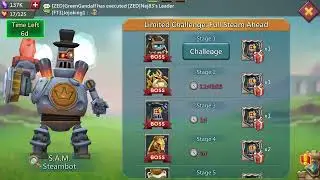 LIMITED CHALLENGE FULL STEAM AHEAD - STAGE 1 TROUBLE'S BREWING - LORDS MOBILE - F2P HEROES